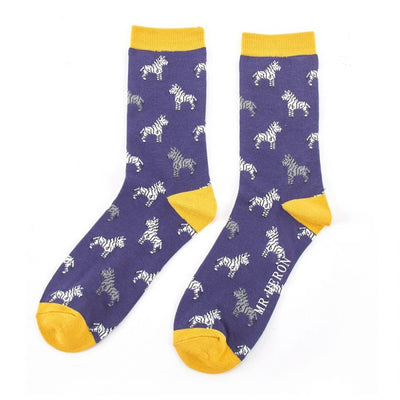 Zebra Navy Bamboo Socks