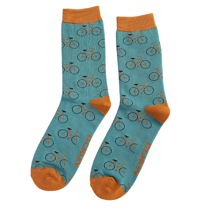 Bikes Repeat Green Bamboo Socks