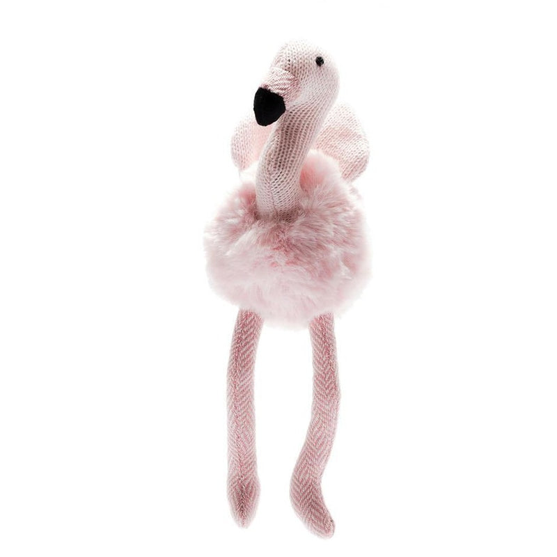 Best Years Small Pink Flamingo Baby Rattle with tweed legs