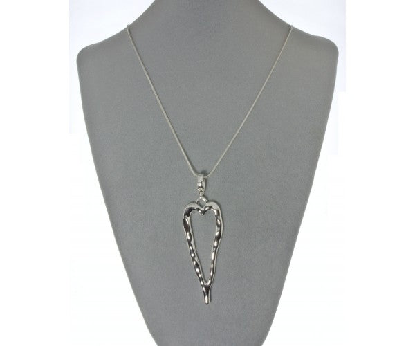 Thin Cut Out Heart Long Necklace