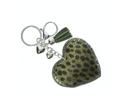 Glittery Heart Leopard Keyring