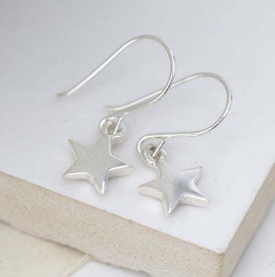 Sterling Silver Star Drop Earrings