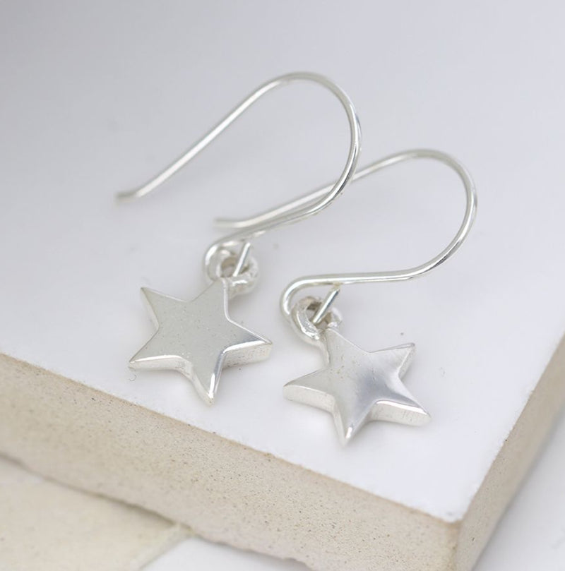 Sterling Silver Star Drop Earrings