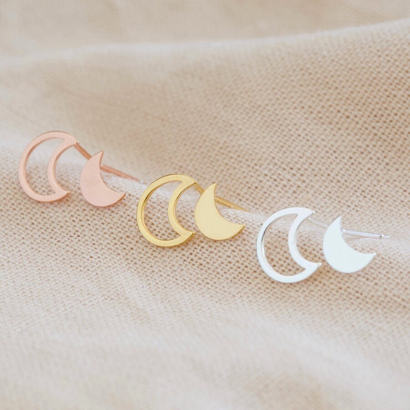 Sterling Silver Mismatch Moon Earrings