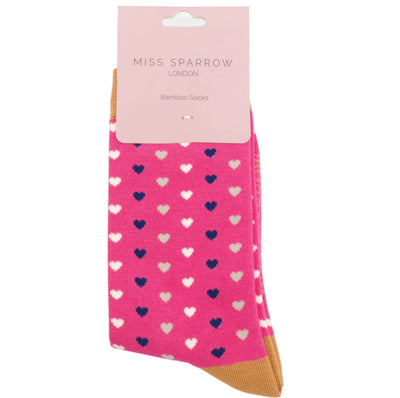 Hearts Hot Pink Bamboo Socks