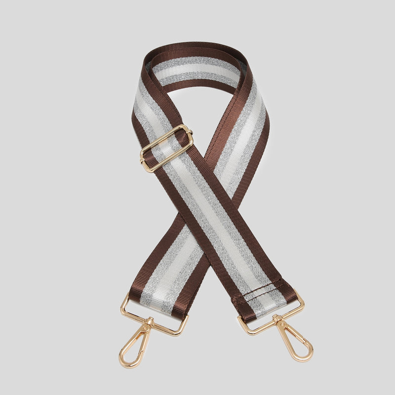 Coffee Brown Glitter Stripe Bag Strap