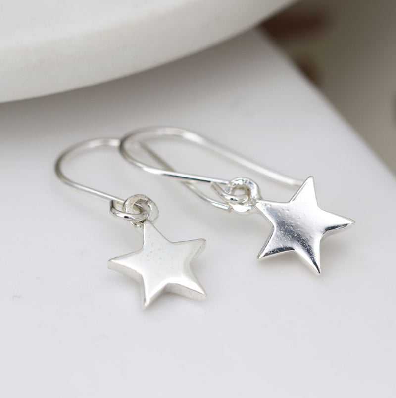 Sterling Silver Star Drop Earrings