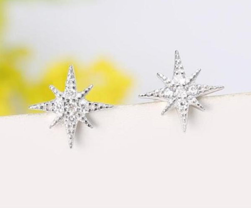 Sterling Silver North Star Earrings