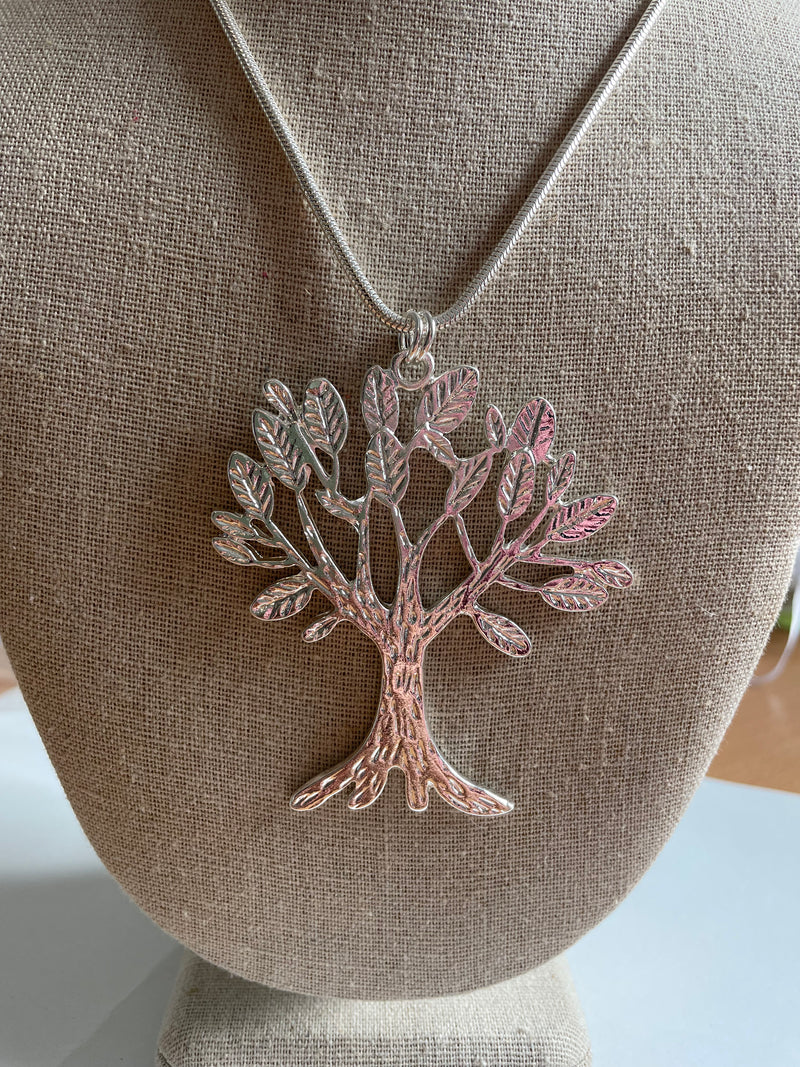 Silver Tree Long Necklace