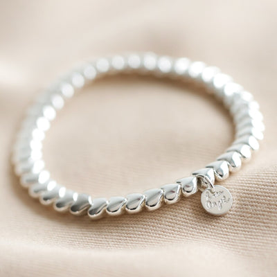 Silver Beaded Heart Bracelet