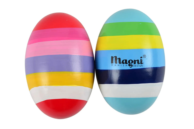Wooden Rattle Eggs With Stripes