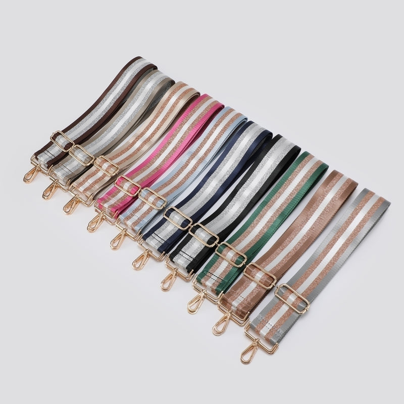 Coffee Brown Glitter Stripe Bag Strap