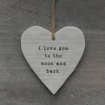 I Love You To The Moon & Back Ceramic Heart