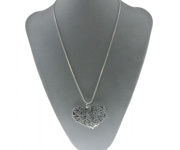 Heart Leaf Print Long Necklace