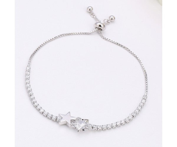 Double Star Diamond Adjustable Bracelet