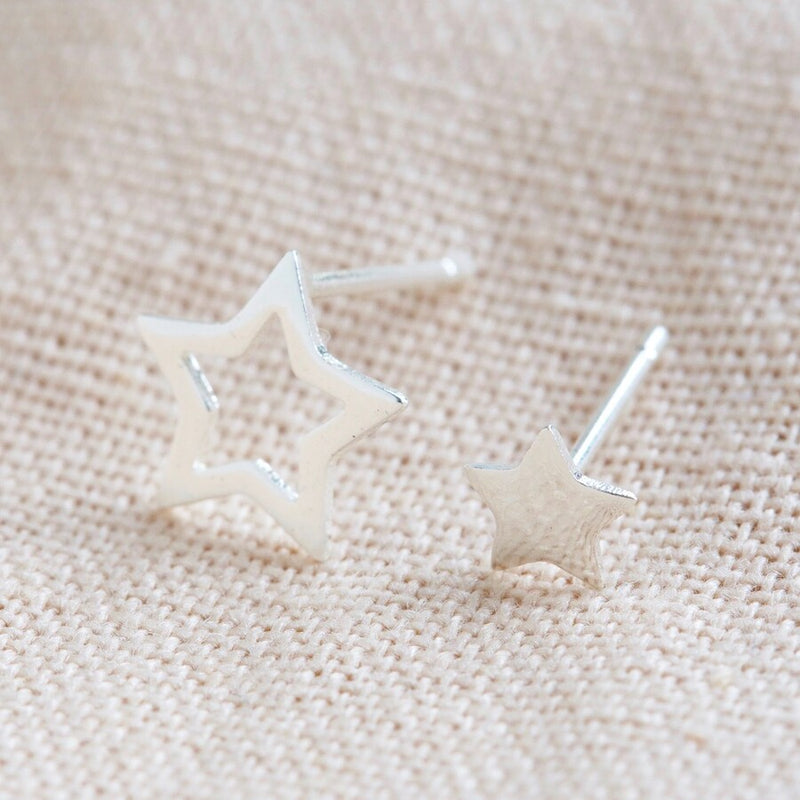Sterling Silver Mismatch Star Earrings