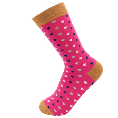 Hearts Hot Pink Bamboo Socks