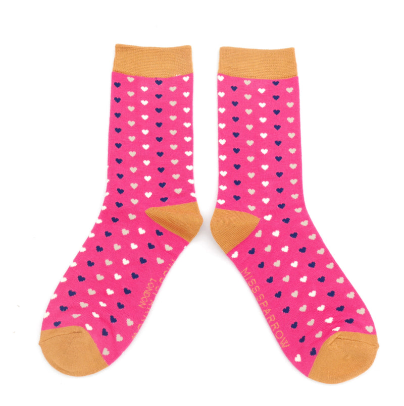 Hearts Hot Pink Bamboo Socks