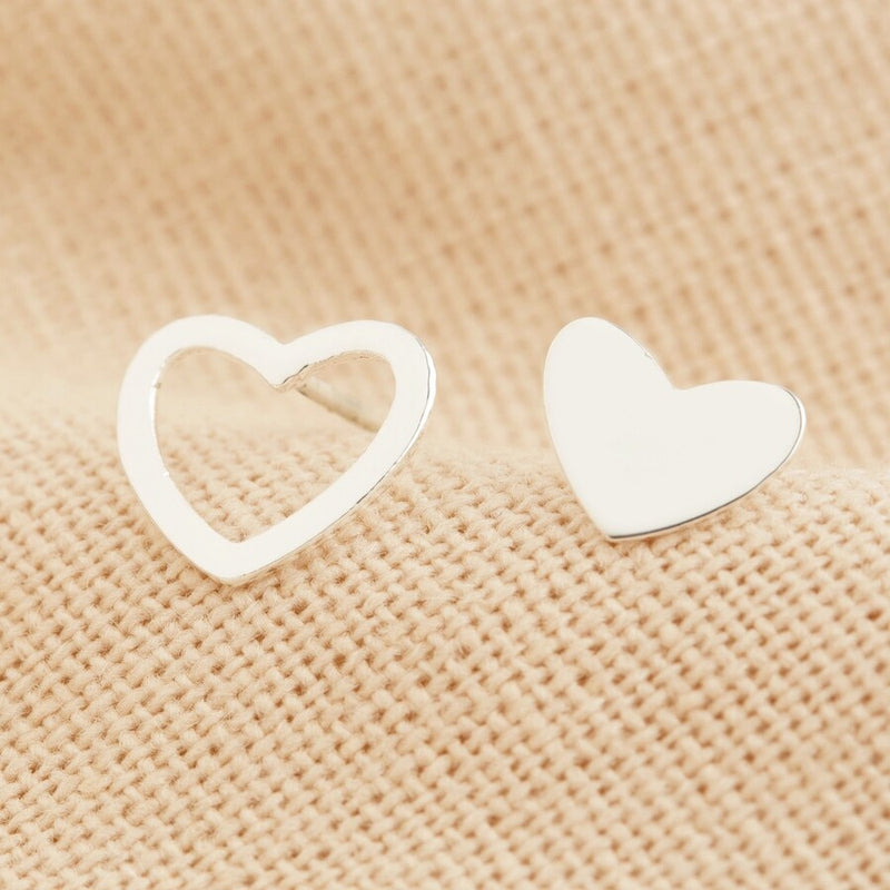 Sterling Silver Mismatch Heart Earrings