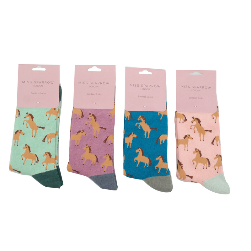 Wild Horses Teal Bamboo Socks