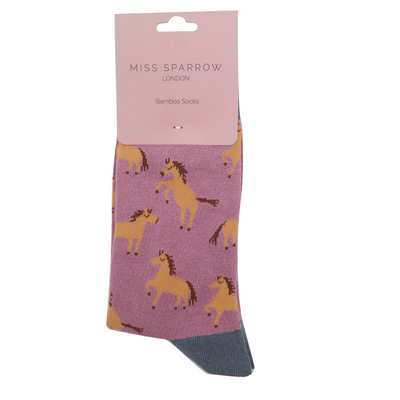 Wild Horses Mauve Bamboo Socks