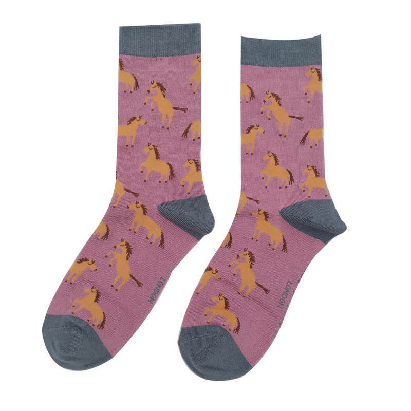 Wild Horses Mauve Bamboo Socks