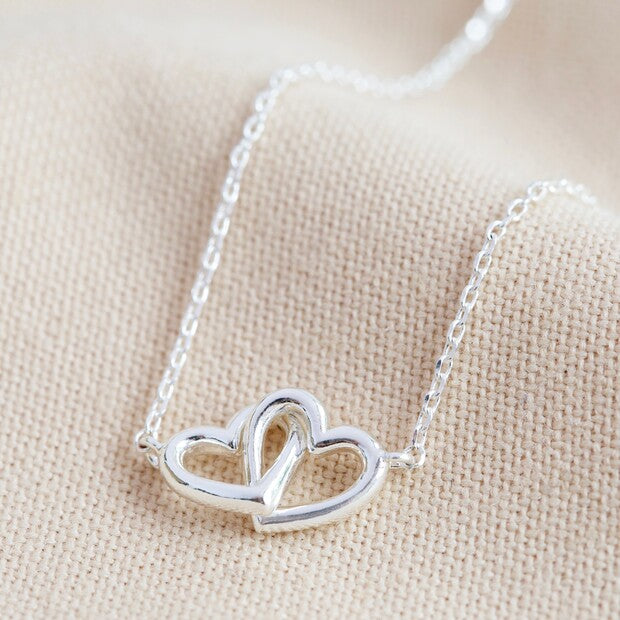 Sterling Silver Interlocking Heart Necklace