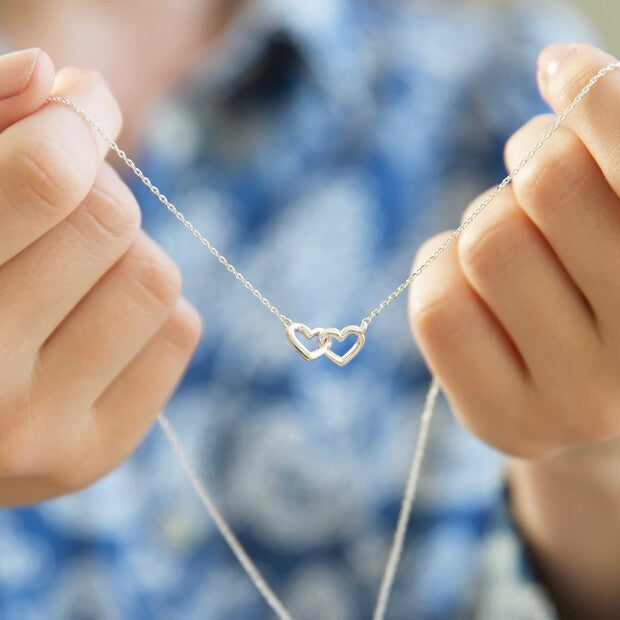 Sterling Silver Interlocking Heart Necklace