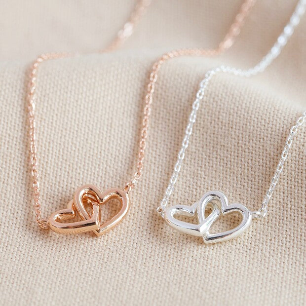 Sterling Silver Interlocking Heart Necklace