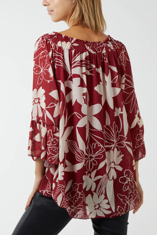 Florence Floral Bardot Blouse - More Colours Available